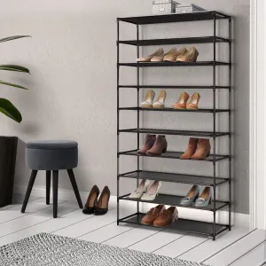 10 Tier Stackable Shoe Rack - Black