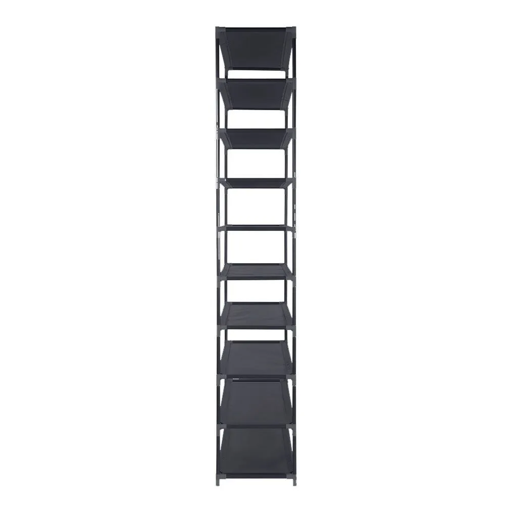 10 Tier Stackable Shoe Rack - Black