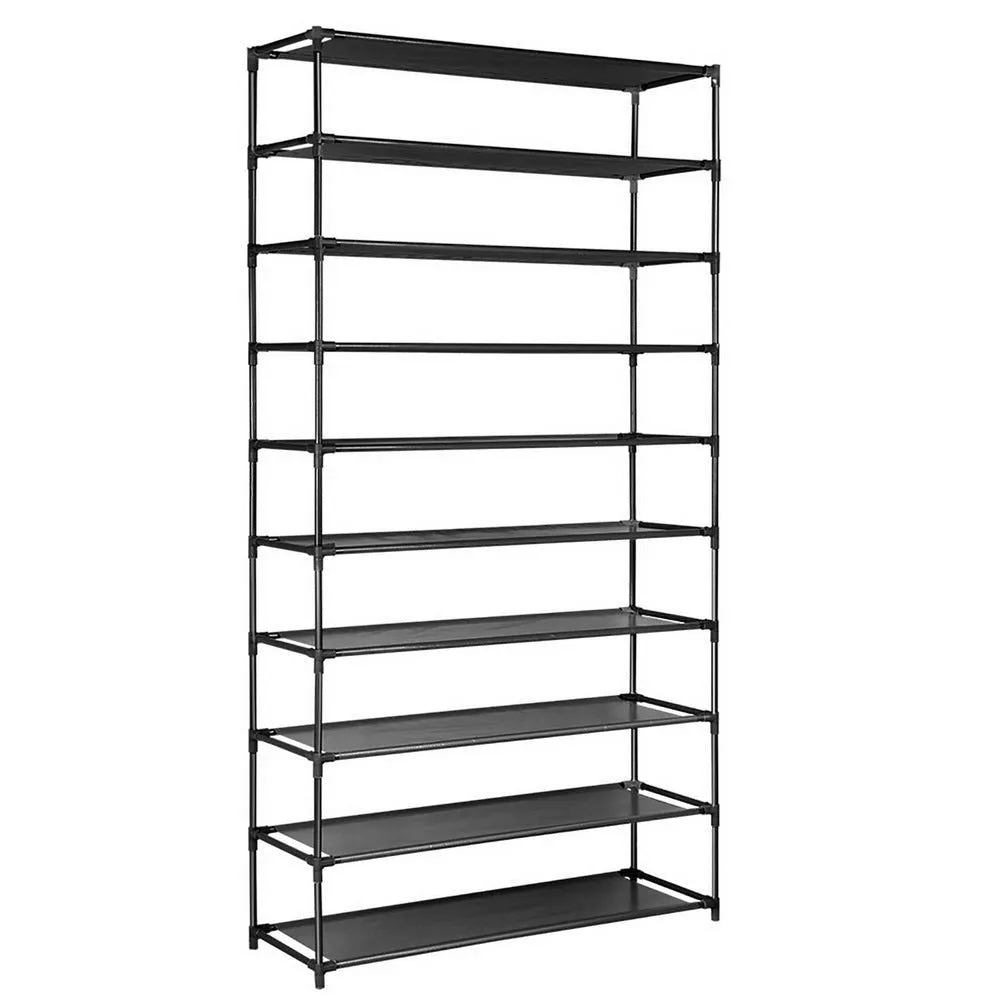 10 Tier Stackable Shoe Rack - Black