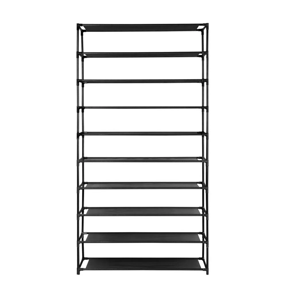 10 Tier Stackable Shoe Rack - Black