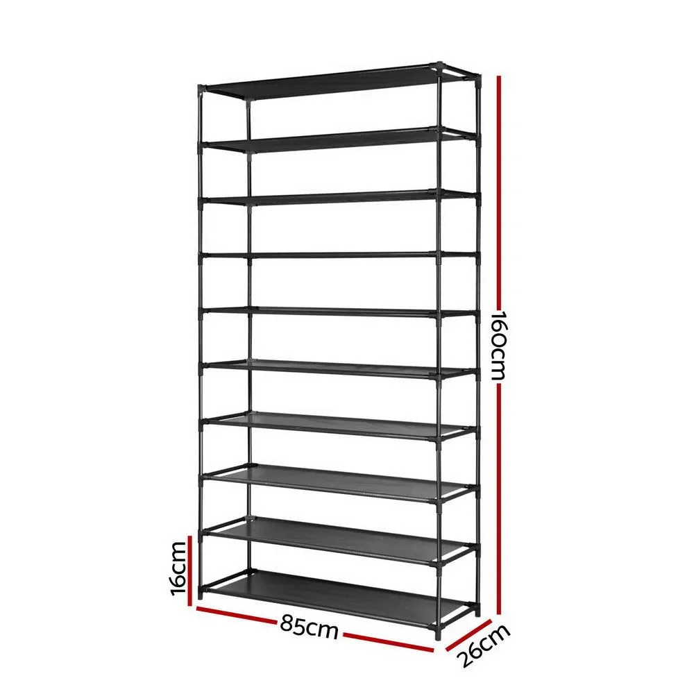 10 Tier Stackable Shoe Rack - Black