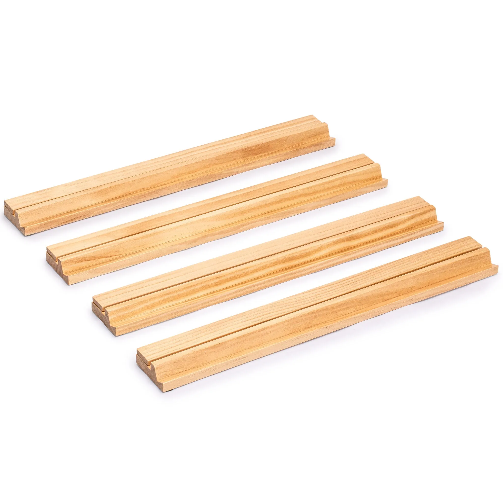 18" Natural Pine Wooden Mahjong Racks with Pushers - Set of 4 (Racks with Pushers Only)