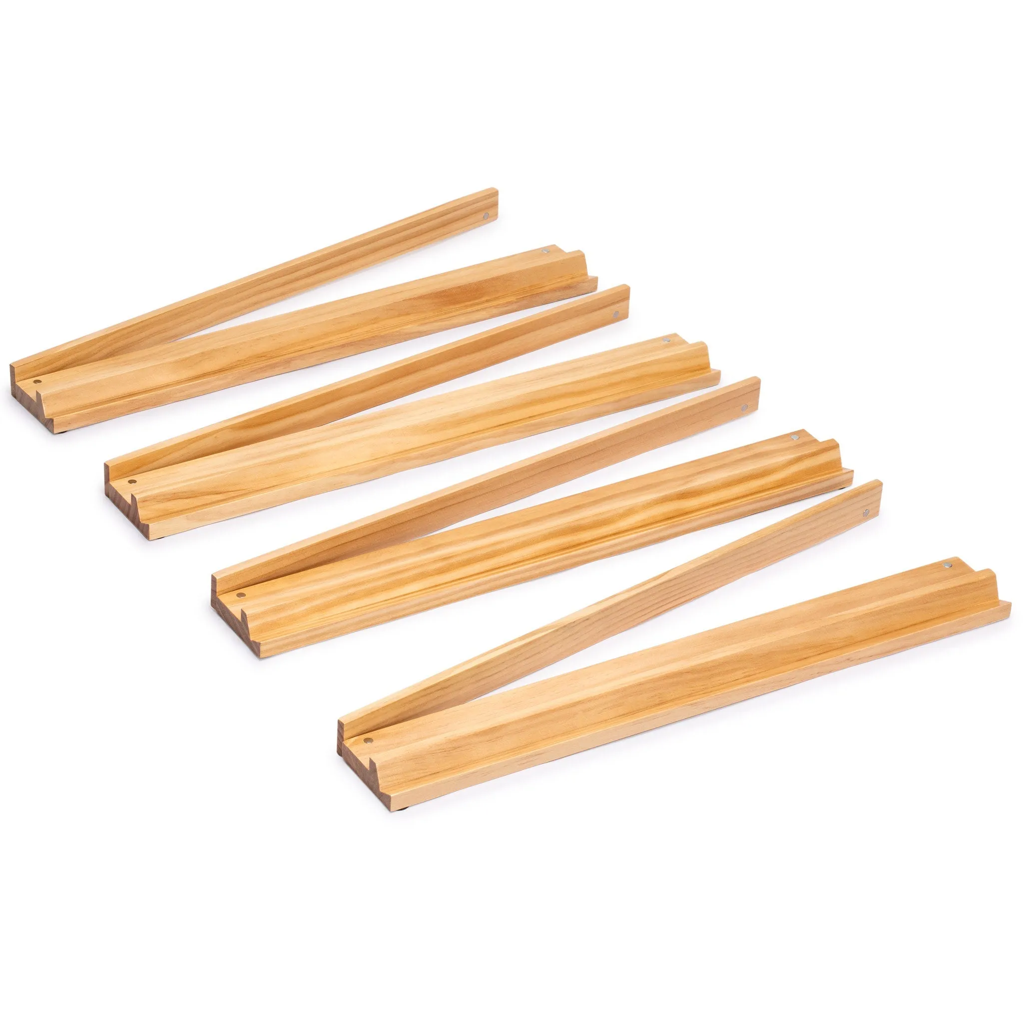 18" Natural Pine Wooden Mahjong Racks with Pushers - Set of 4 (Racks with Pushers Only)