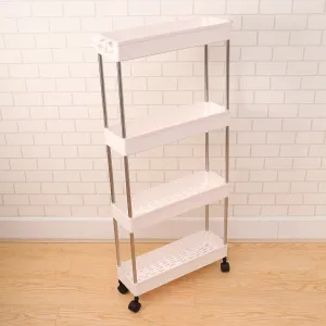 2156 Plastic 4 layer folding trolly Storage Organizer for Kitchen Storage Rack Shelf Trolley Rack with Caster Wheels (4 LAYER)