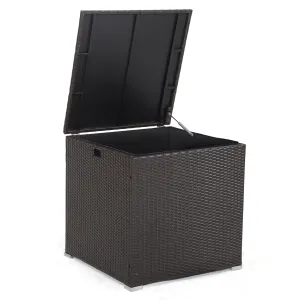 270L Square Rattan Storage Box with Zippered Liner and Pneumatic Rod