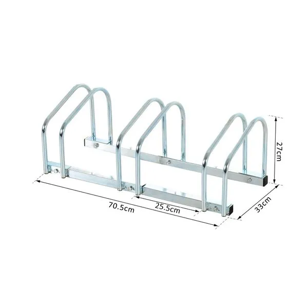 3 Racks Bike Floor Stand - Silver