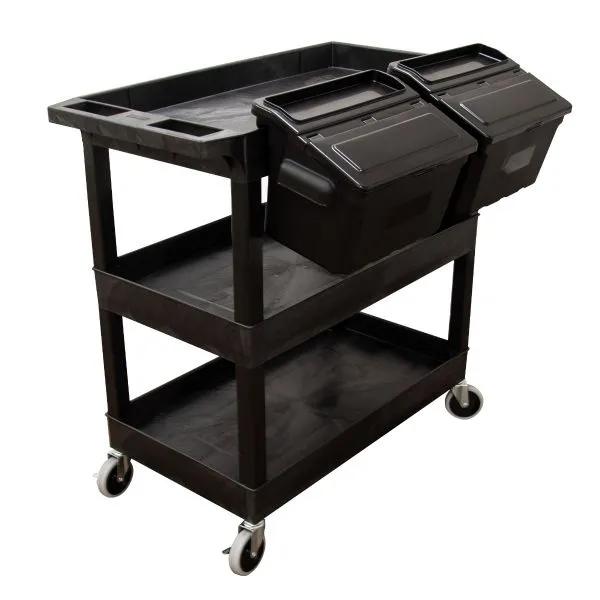 32" x 18" Tub Cart - Three Shelves w/ Outrigger Utility Cart Bins