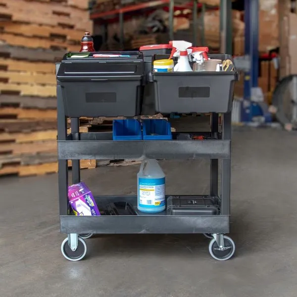 32" x 18" Tub Cart - Three Shelves w/ Outrigger Utility Cart Bins