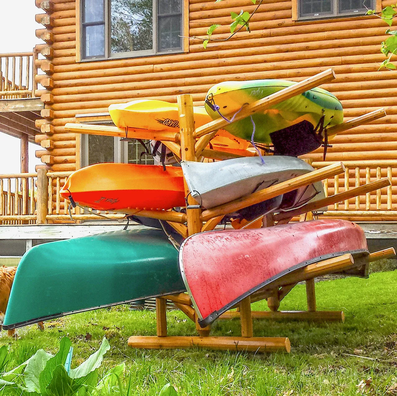 6 Kayak, Canoe, and SUP Storage Rack | Freestanding Log Rack