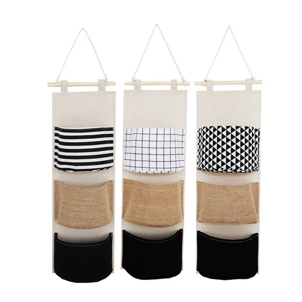 6 Pockets Linen & Cloth Hanging Storage Bag