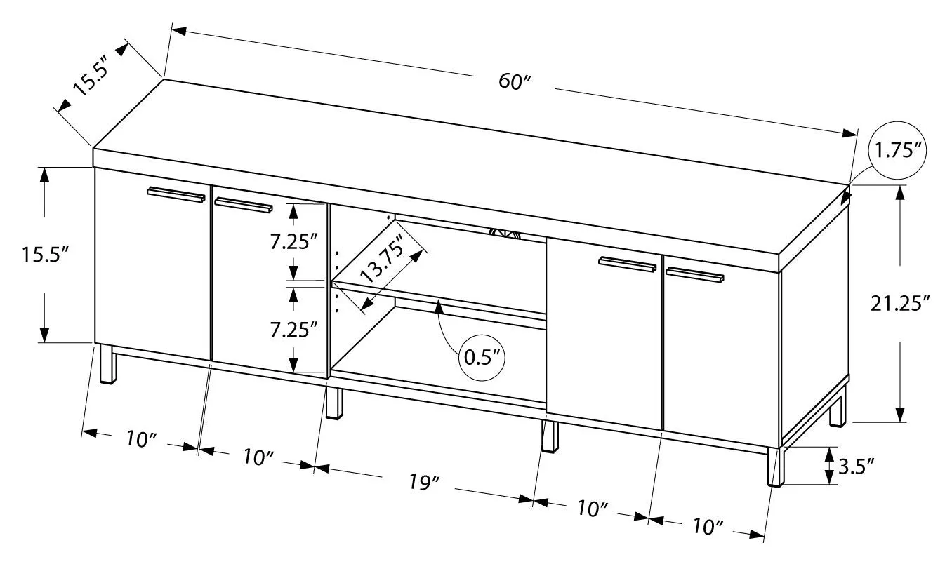 60"L White Grey Tv Stand