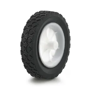 6" x 1-1/2" Black Rubber Tread with White Plastic Hub Wheel, 50 lbs. Load Capacity