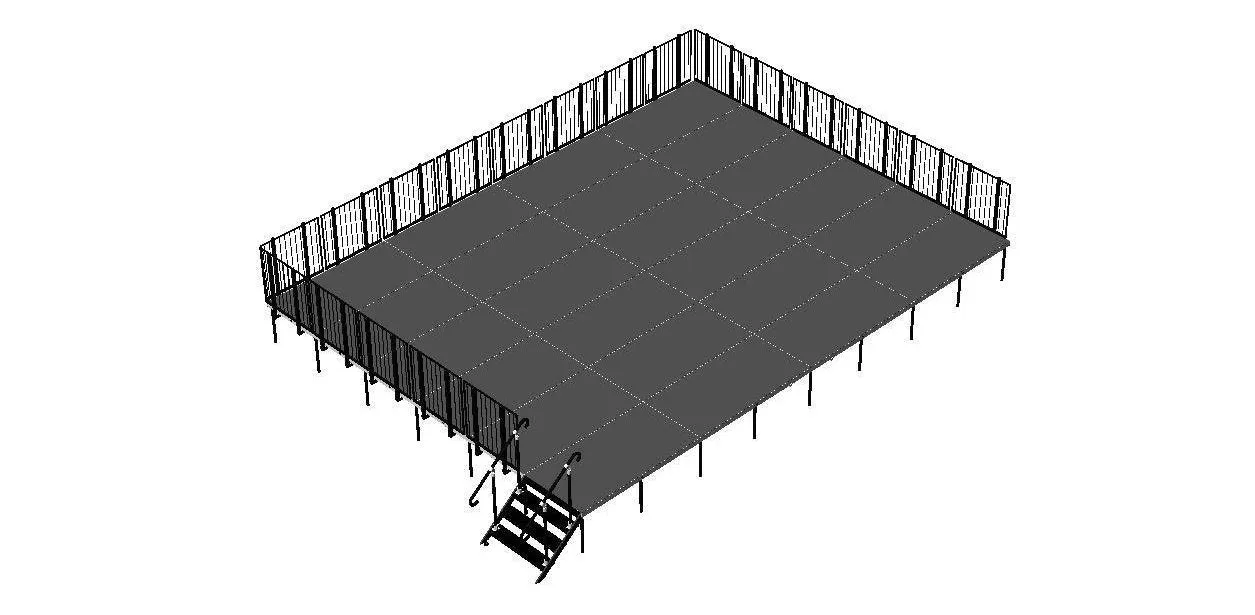 8'x12' Portable Stage Kits with guard rails using 4X4 Stage Modules