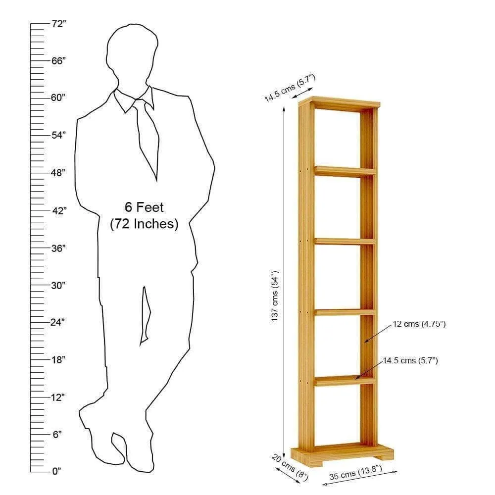 Alpha Lite Book shelf and Storage Racks and Shelves, Ladder Shelf Book case with 5 Shelf (54" High, Misty Oak)