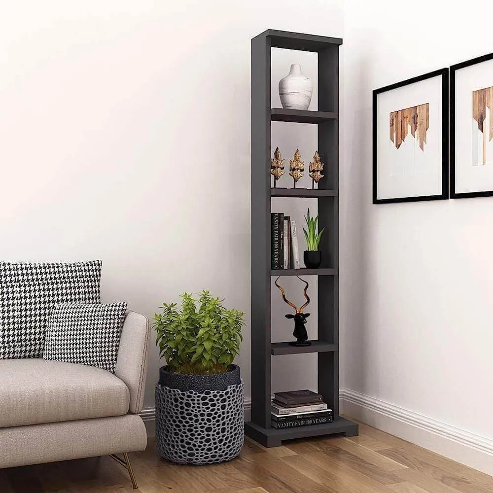 Alpha Lite Bookshelf, 5 shelves, 54 inch high, Slate Grey