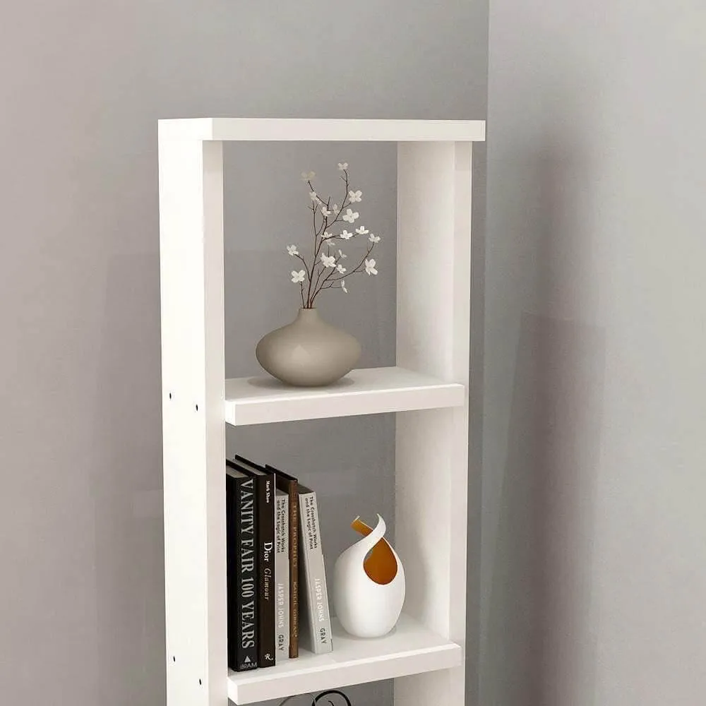 Alpha Lite Bookshelf and Storage Racks and Shelves, Ladder Shelf Book case with 5 Shelf (54" High, Frosty White)