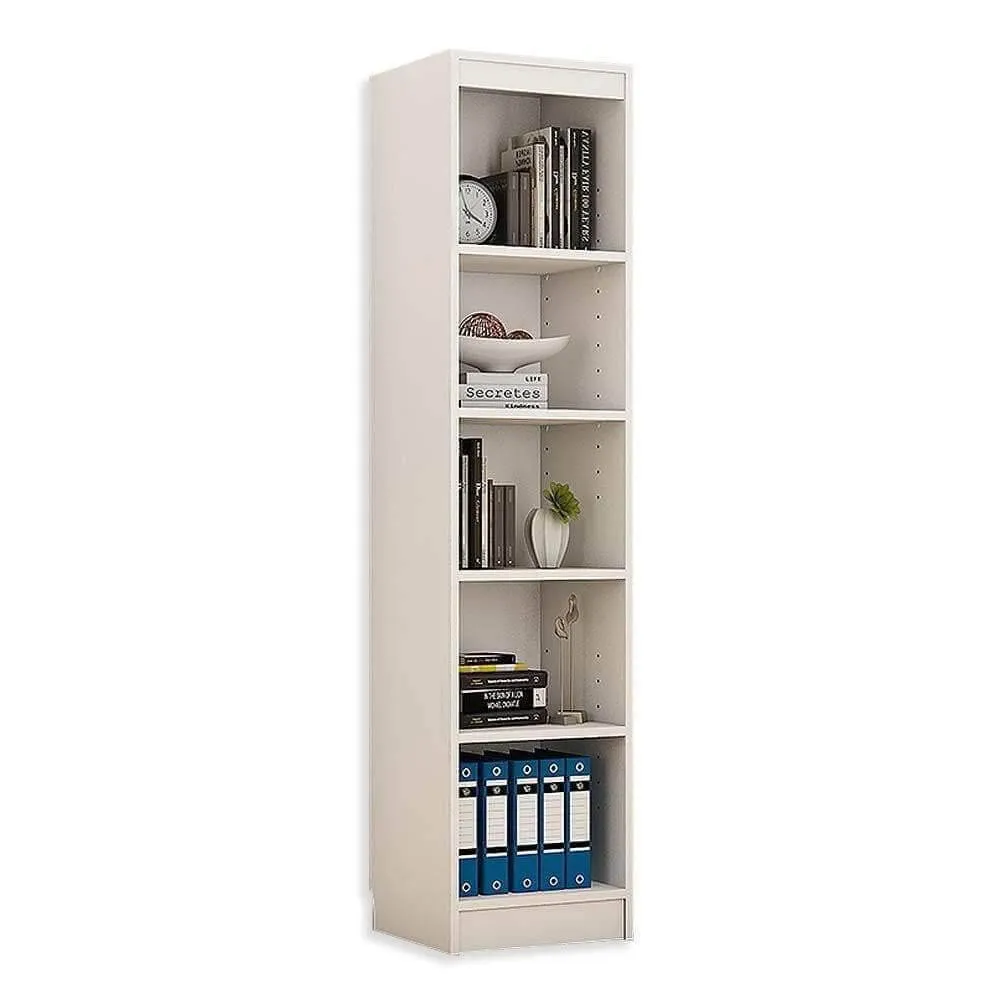 Alpha Modern Bookshelf, 67 inch high Tower, Trendy Frosty White Finish