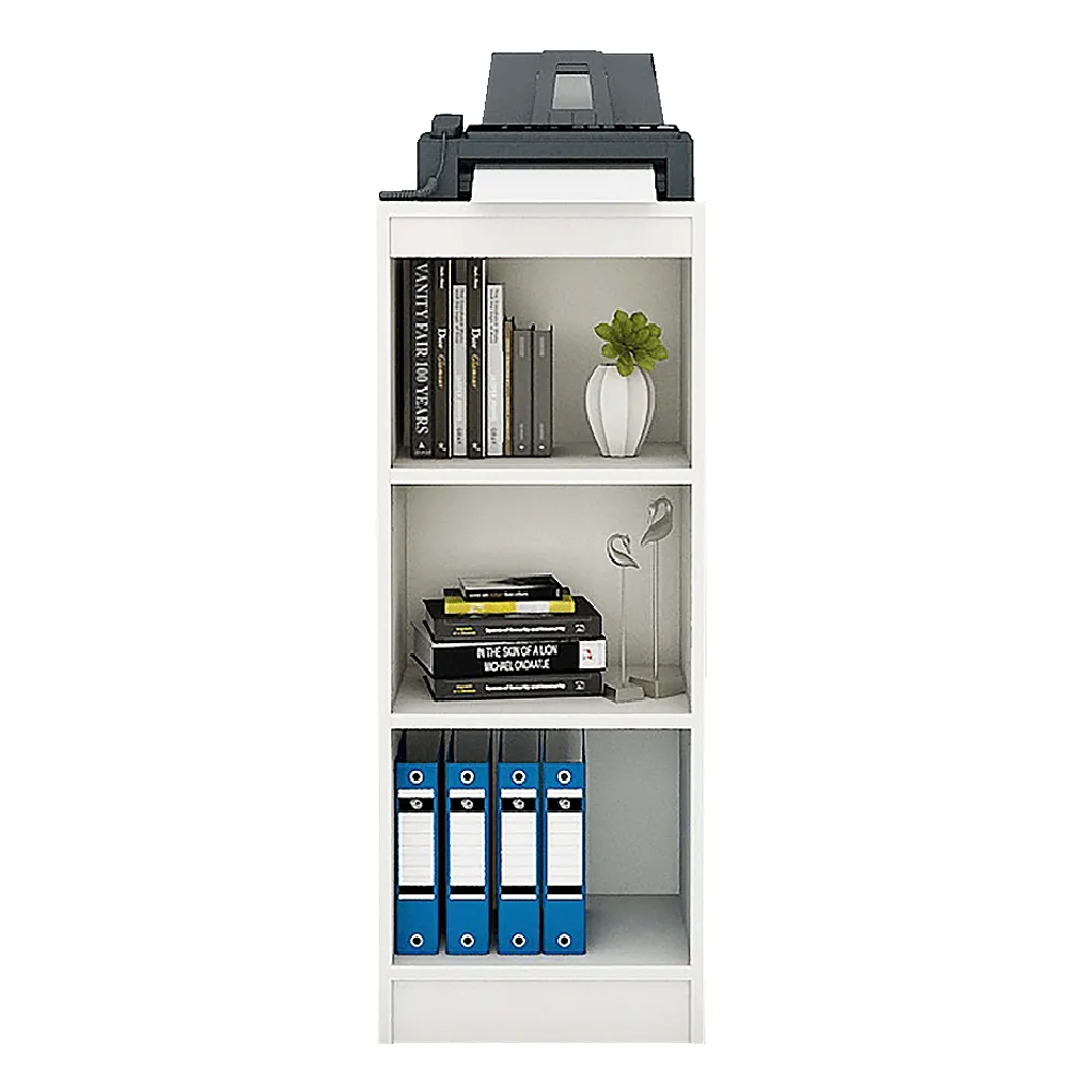 Alpha Printer Stand Modern Shelves, 42" Tower ,Trendy Frosty White Finish