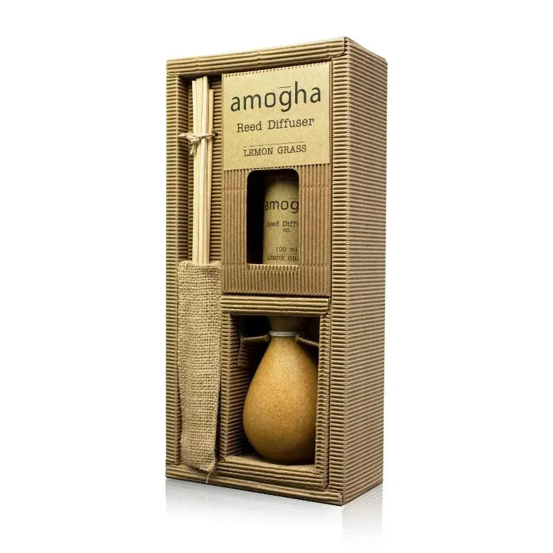 Amogha Reed Diffuser | Diffuser Oil | Multiple Fragrances | 5 x 2 x 11 inches