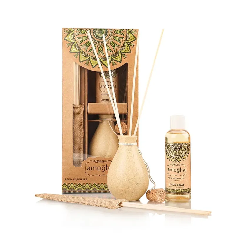 Amogha Reed Diffuser | Diffuser Oil | Multiple Fragrances | 5 x 2 x 11 inches