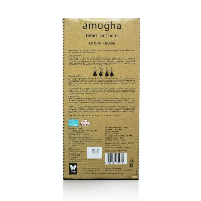 Amogha Reed Diffuser | Diffuser Oil | Multiple Fragrances | 5 x 2 x 11 inches