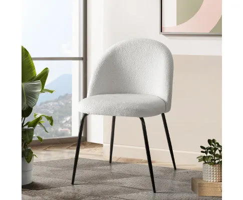 Artiss Dining Chairs Accent Chairs Armchair Kitchen Sherpa Boucle Chair White