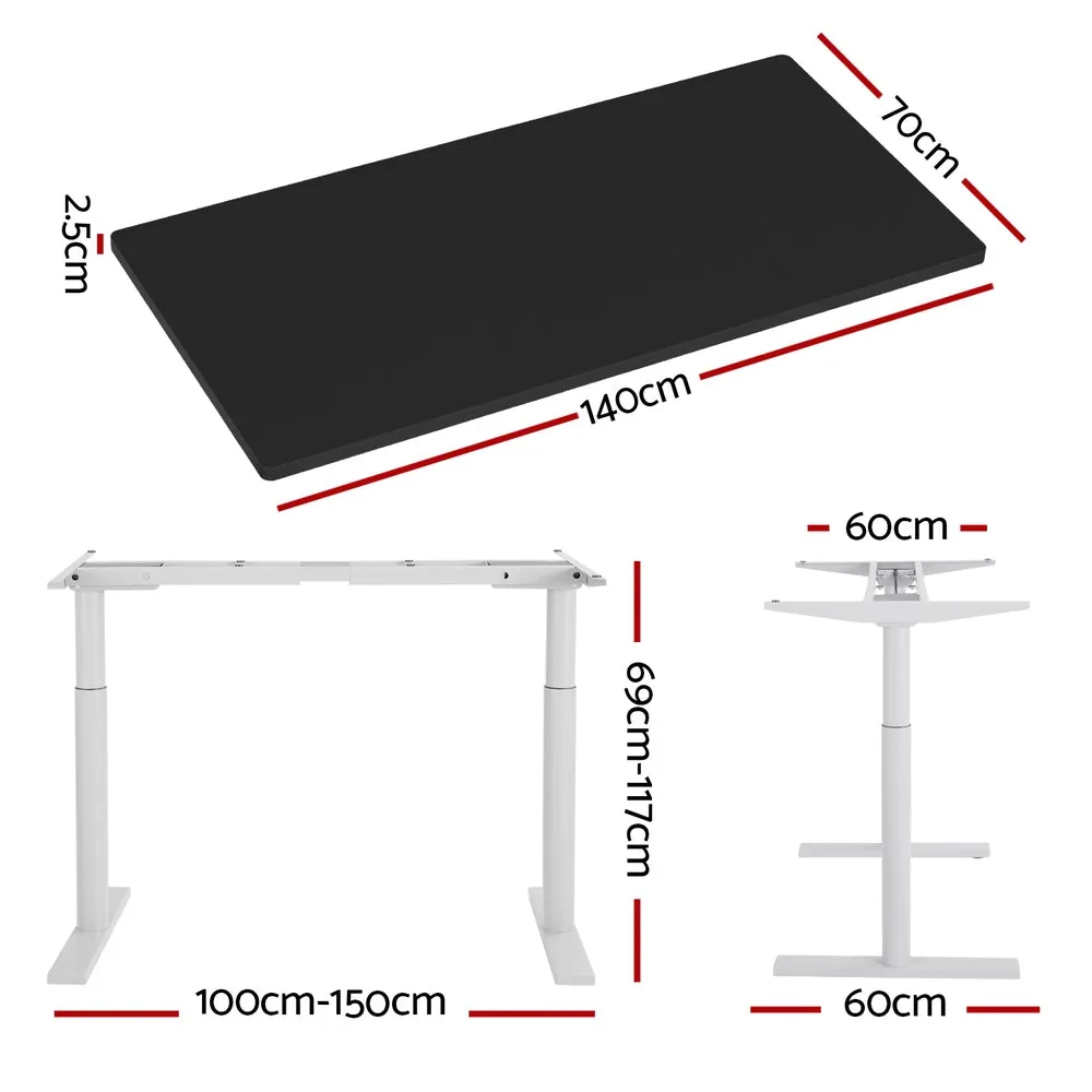 Artiss Electric Standing Desk Adjustable Sit Stand Desks White Black 140cm