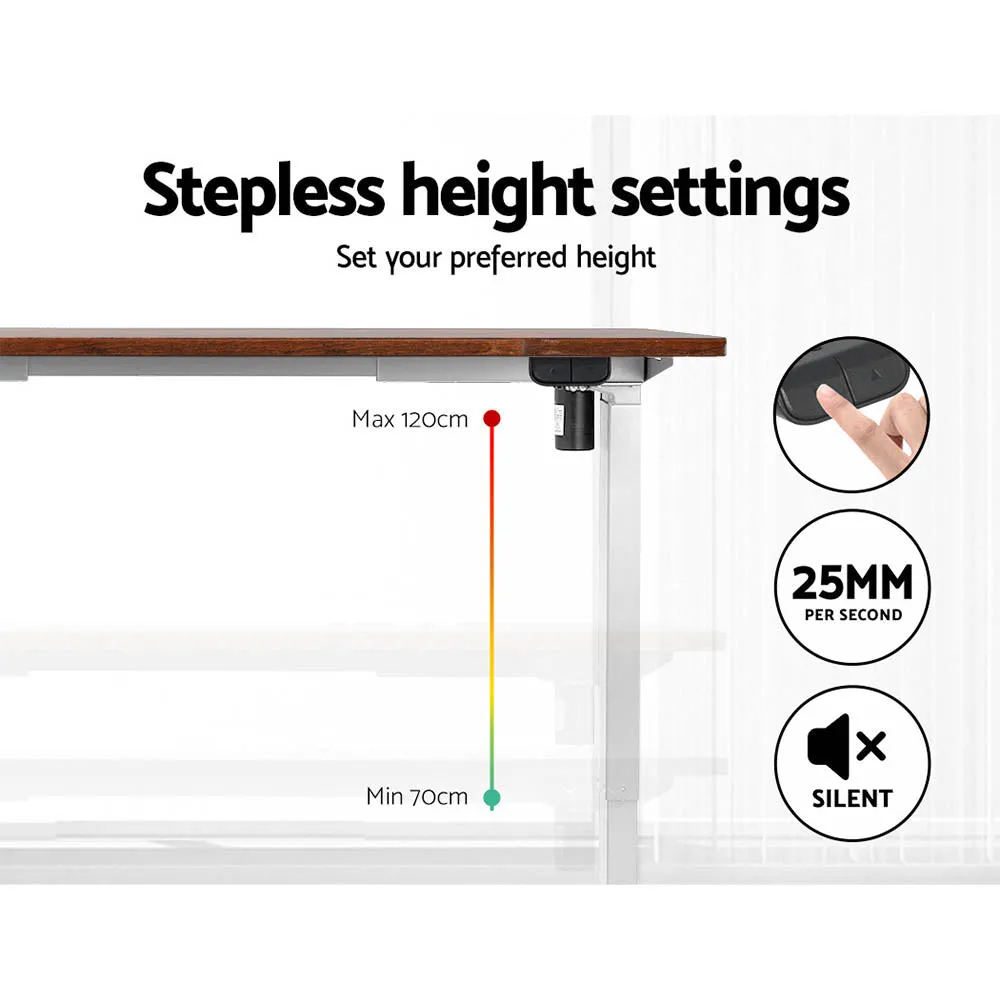 Artiss Electric Standing Desk Motorised Sit Stand Desks Table White Brown 140cm