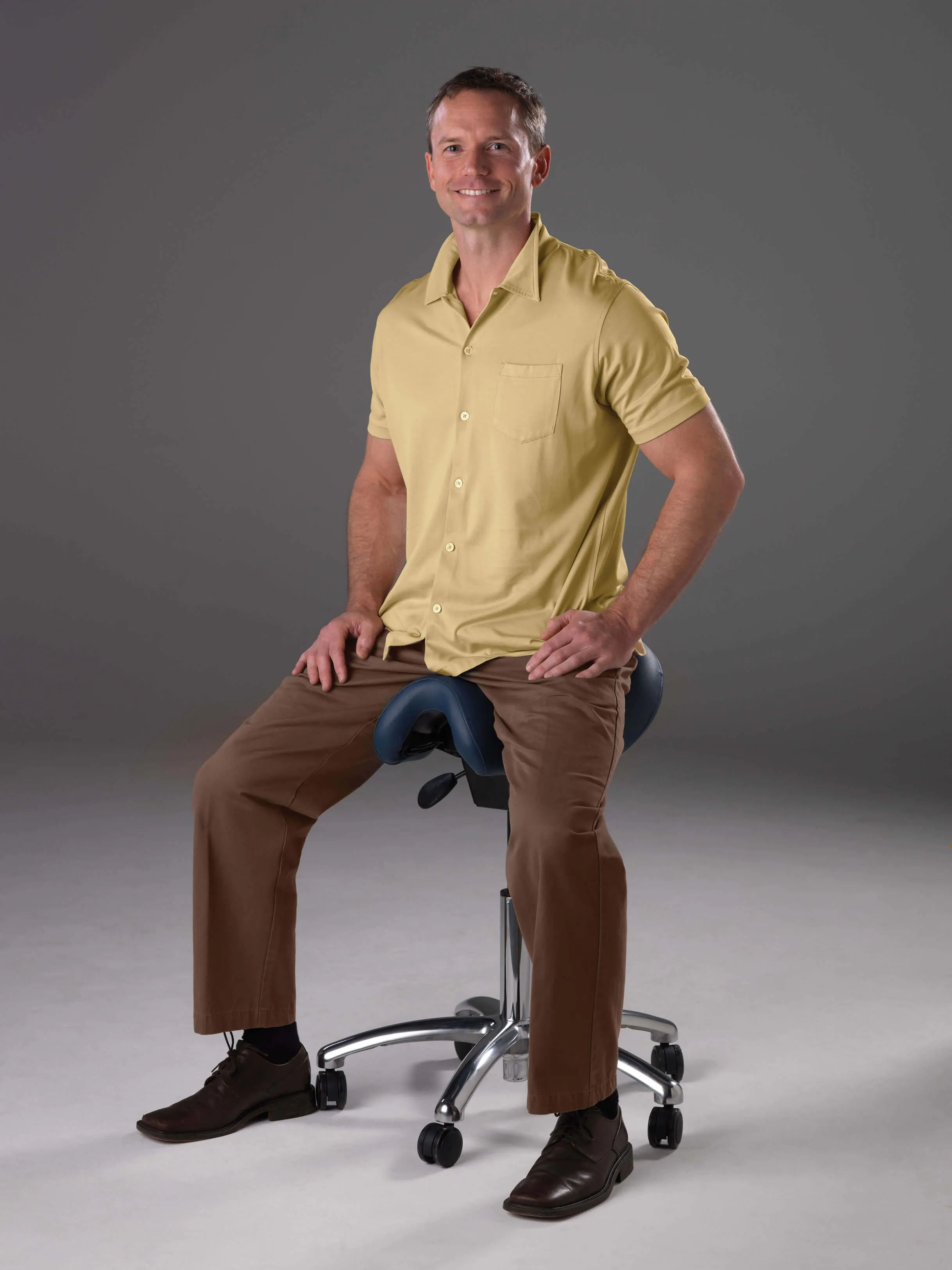 Bambach Backless Saddle Chair – Swing Arm for Comfort and Support