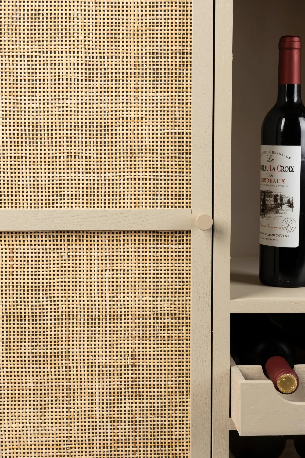 Beige Wooden Wine Cabinet | DF Amaya