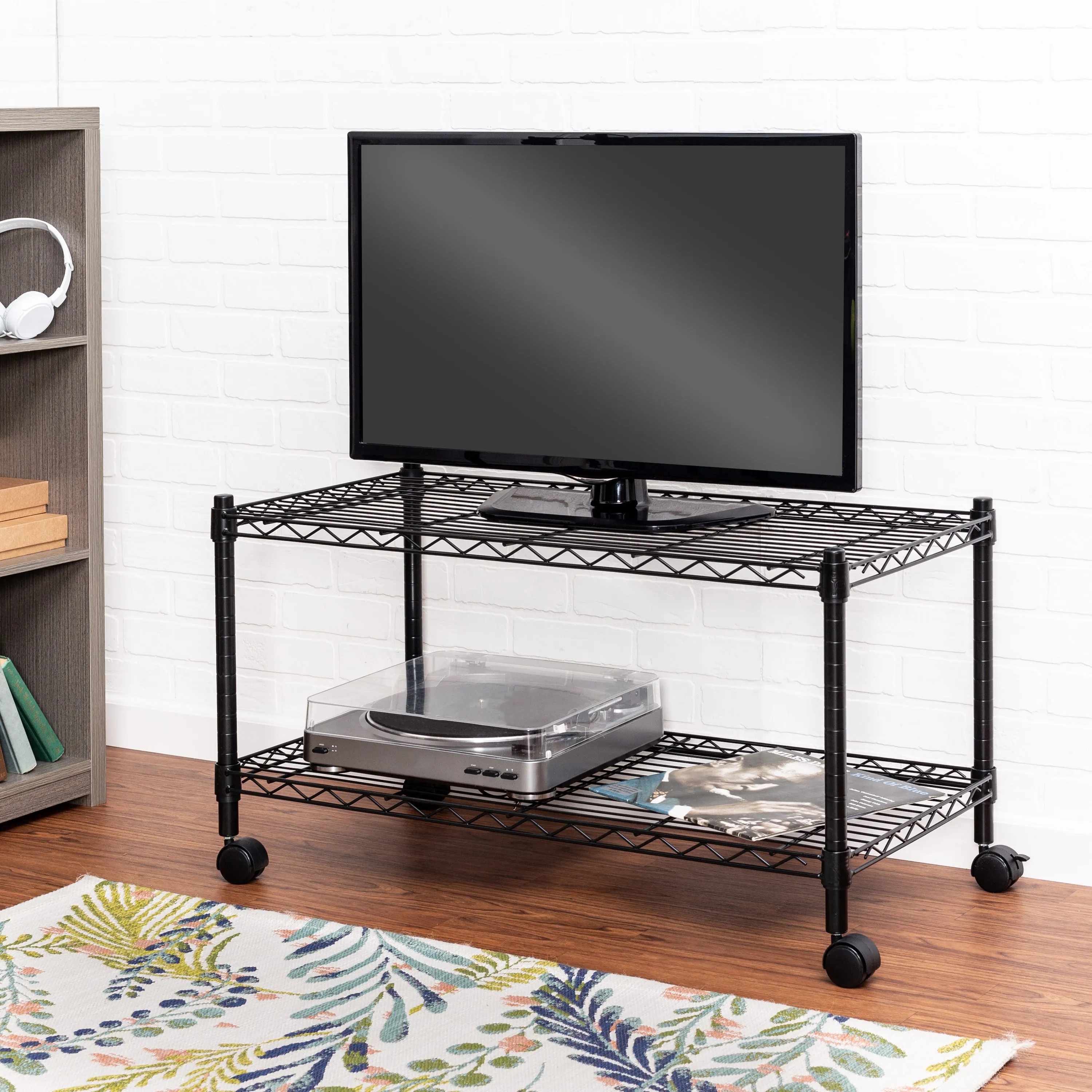 Black 2-Tier TV Stand and Media Cart