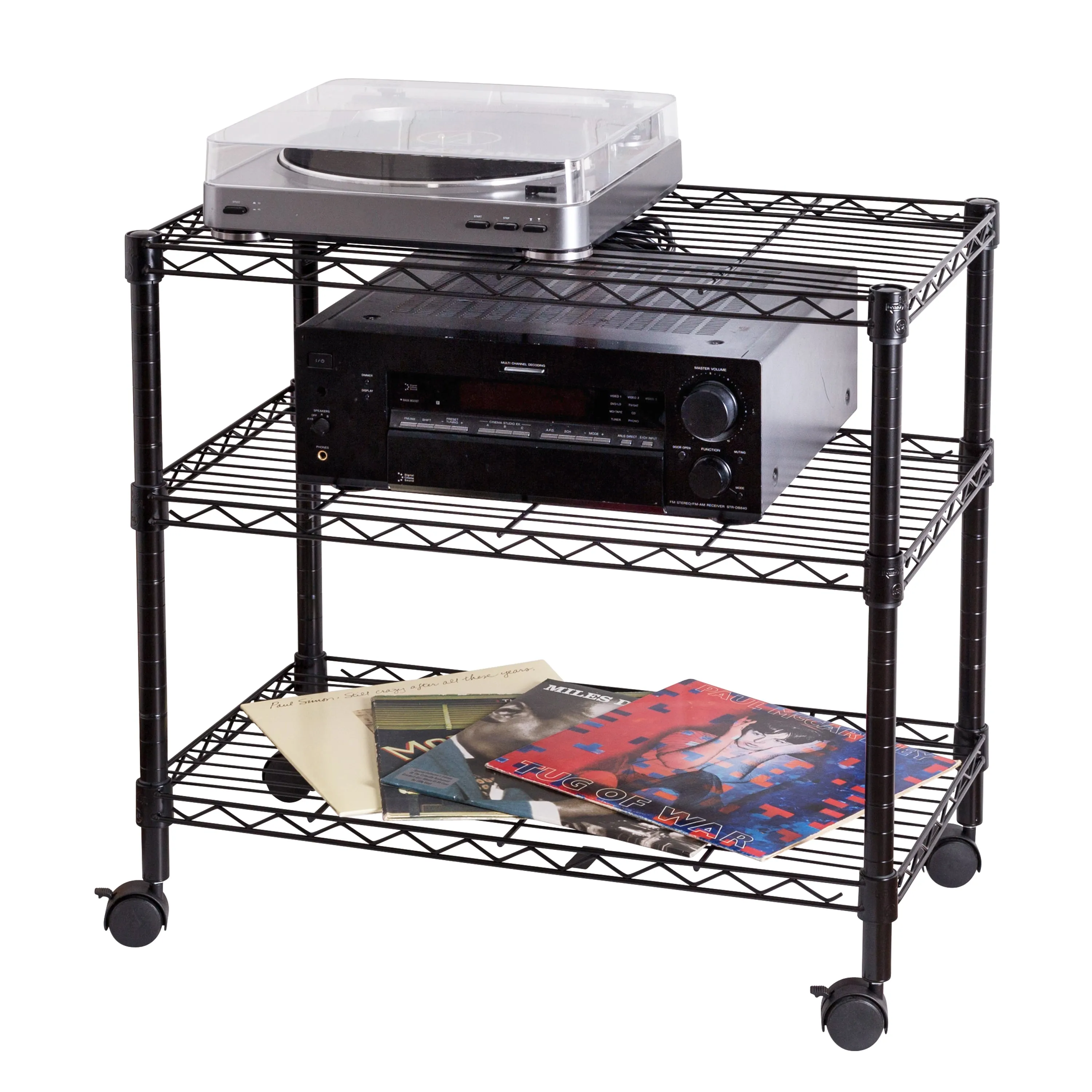 Black 3-Tier Media Cart