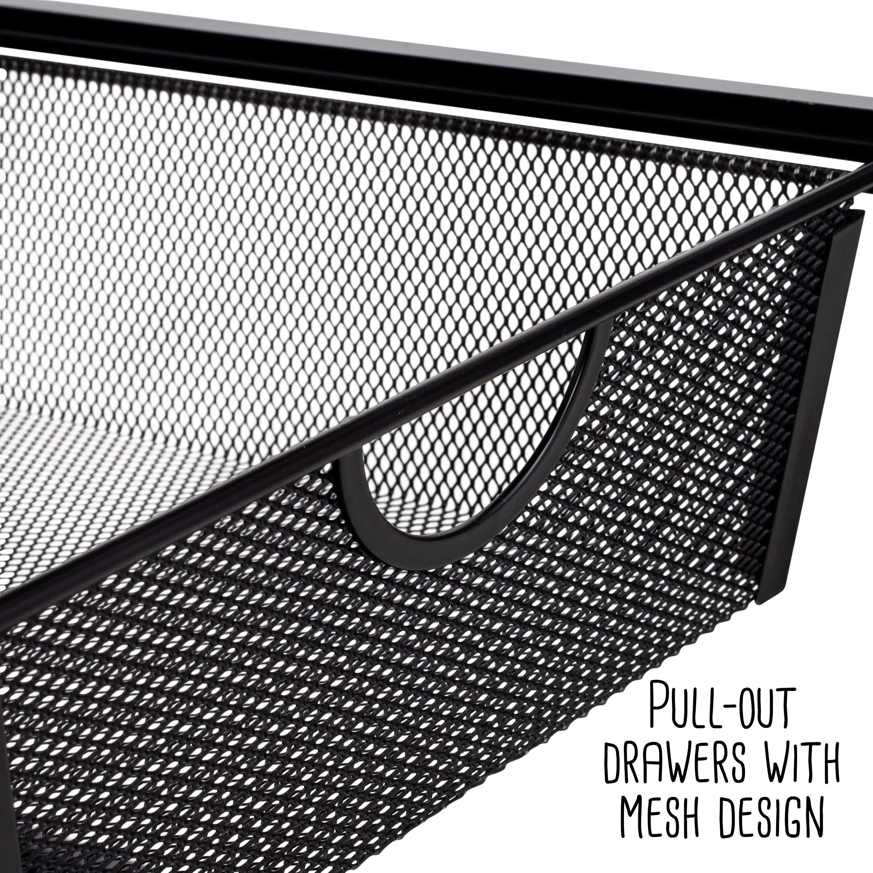 Black 4-Drawer Mesh Rolling Storage Cart