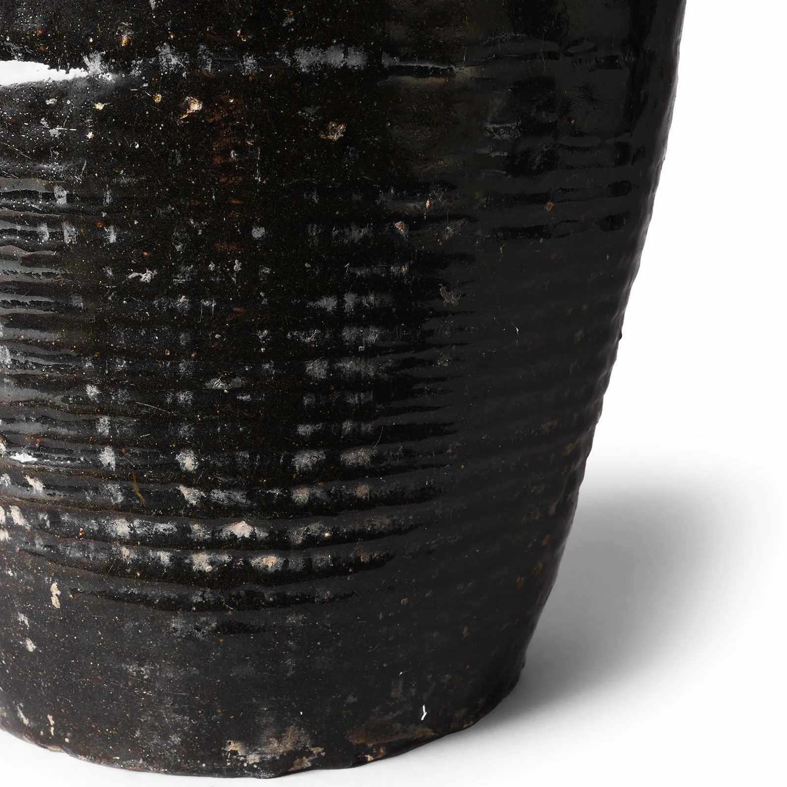 Black Glazed Terracotta Storage Jar From Peking - 19th Century