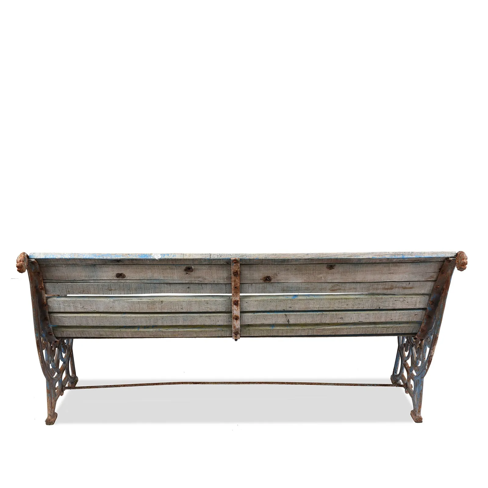 Blue Cast Iron Garden Bench - 1930