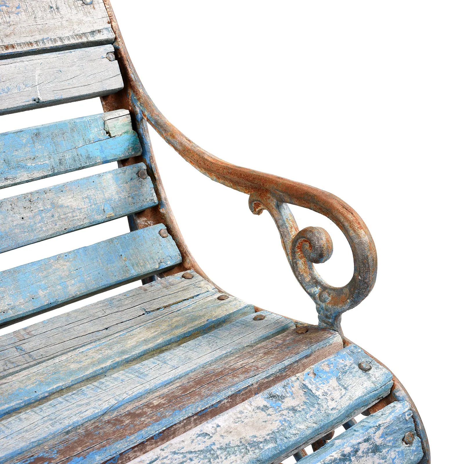 Blue Cast Iron Garden Bench - 1930