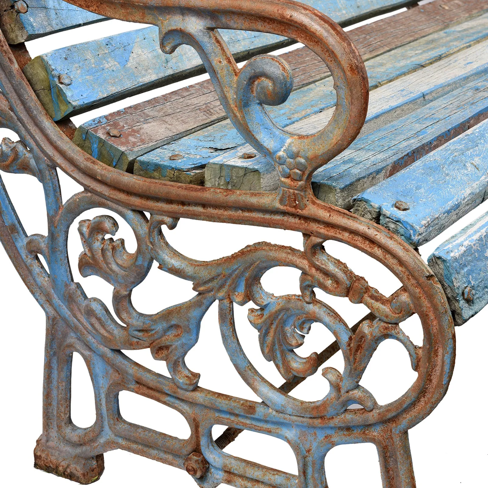 Blue Cast Iron Garden Bench - 1930