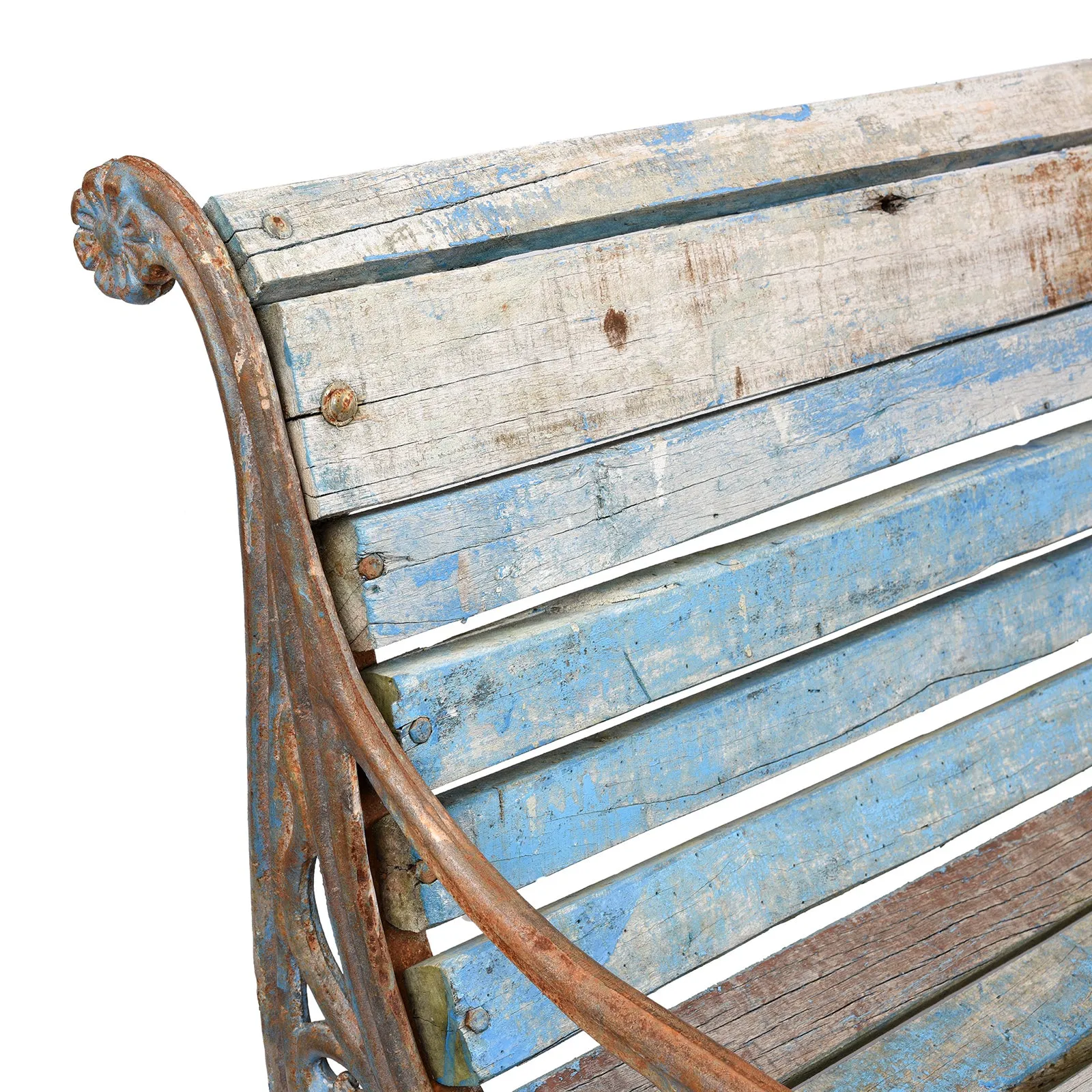 Blue Cast Iron Garden Bench - 1930