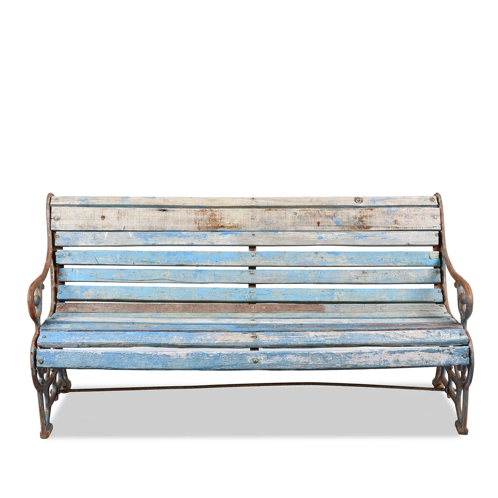 Blue Cast Iron Garden Bench - 1930