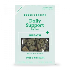 Bocce's Bakery Daily Support Apple & Mint Recipe Functional Breath Biscuit Dog Treats