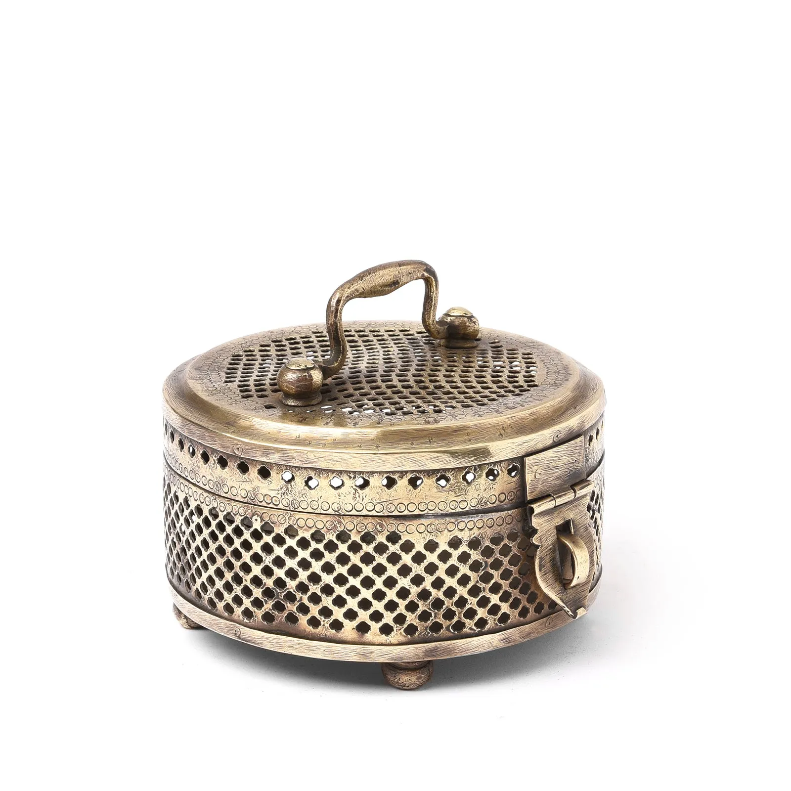 Brass Jali Work Paan Box From India - Early 20th Century