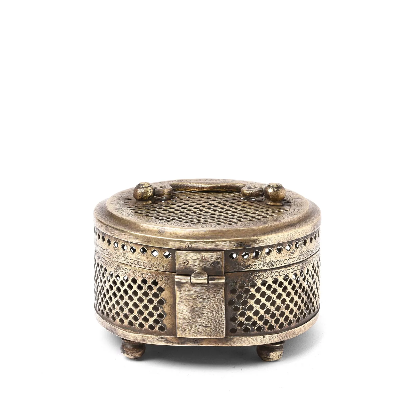 Brass Jali Work Paan Box From India - Early 20th Century