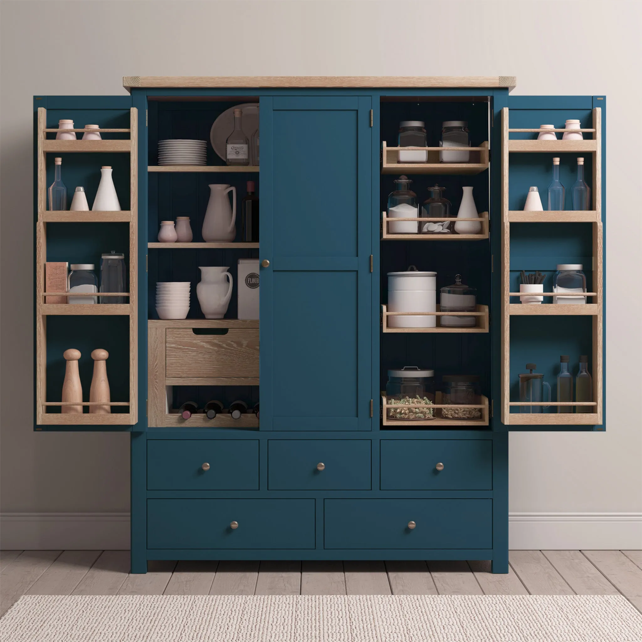 Burford Triple Larder Unit in Navy Blue