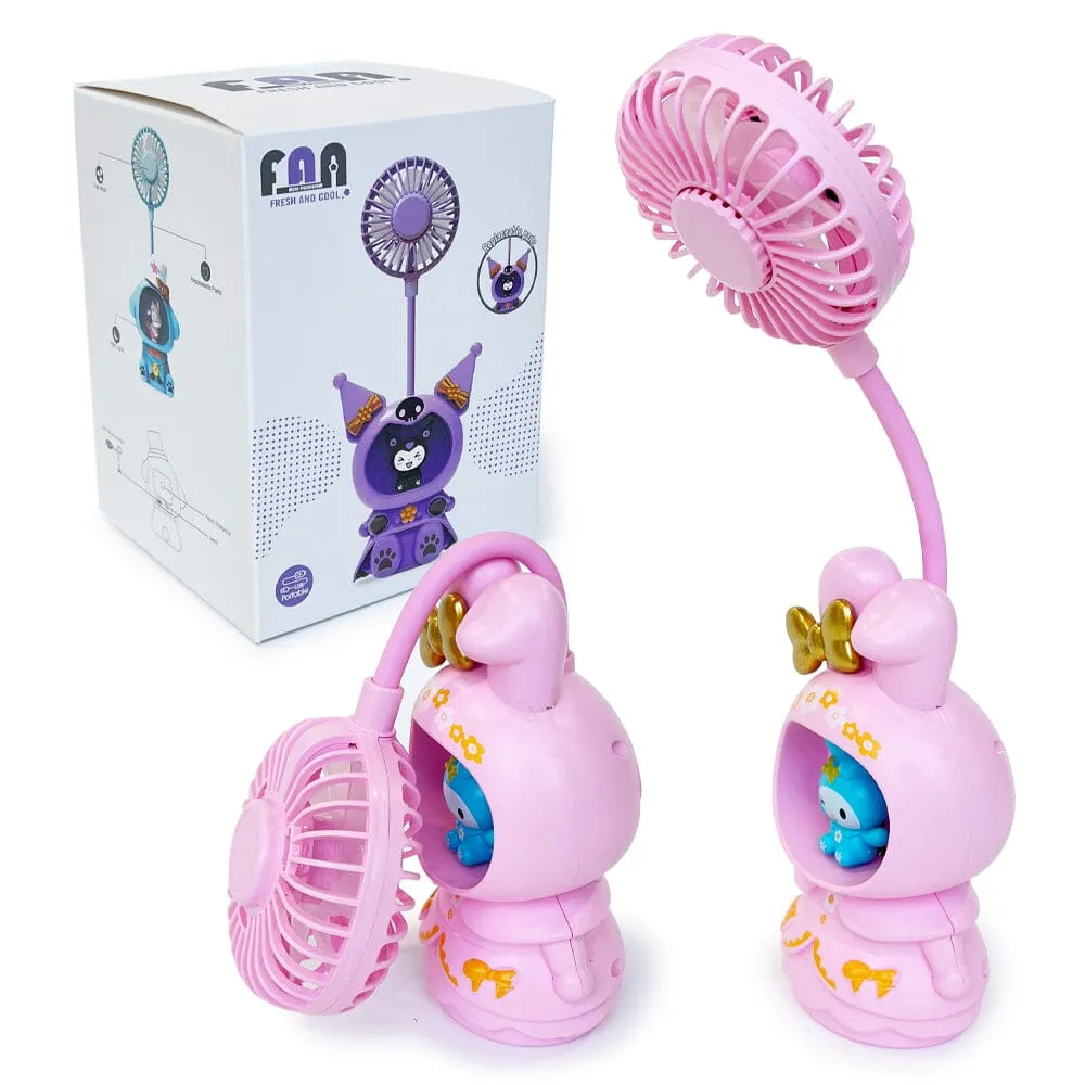 Cartoon Desk Fan with Pencil Sharpener 3 Assorted Colors 4308 (3 units)