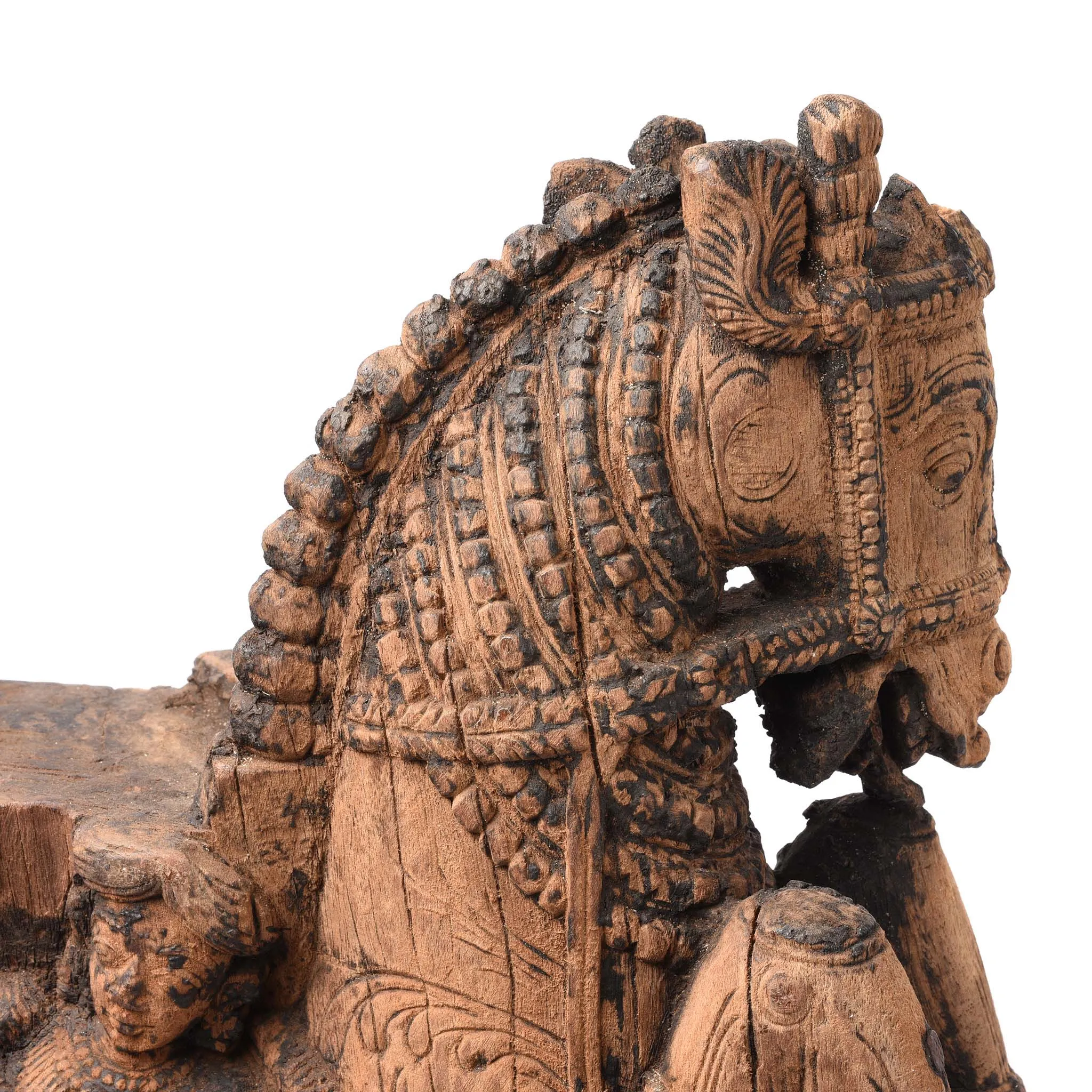 Carved Teak Horse Bracket From South India - 18thC