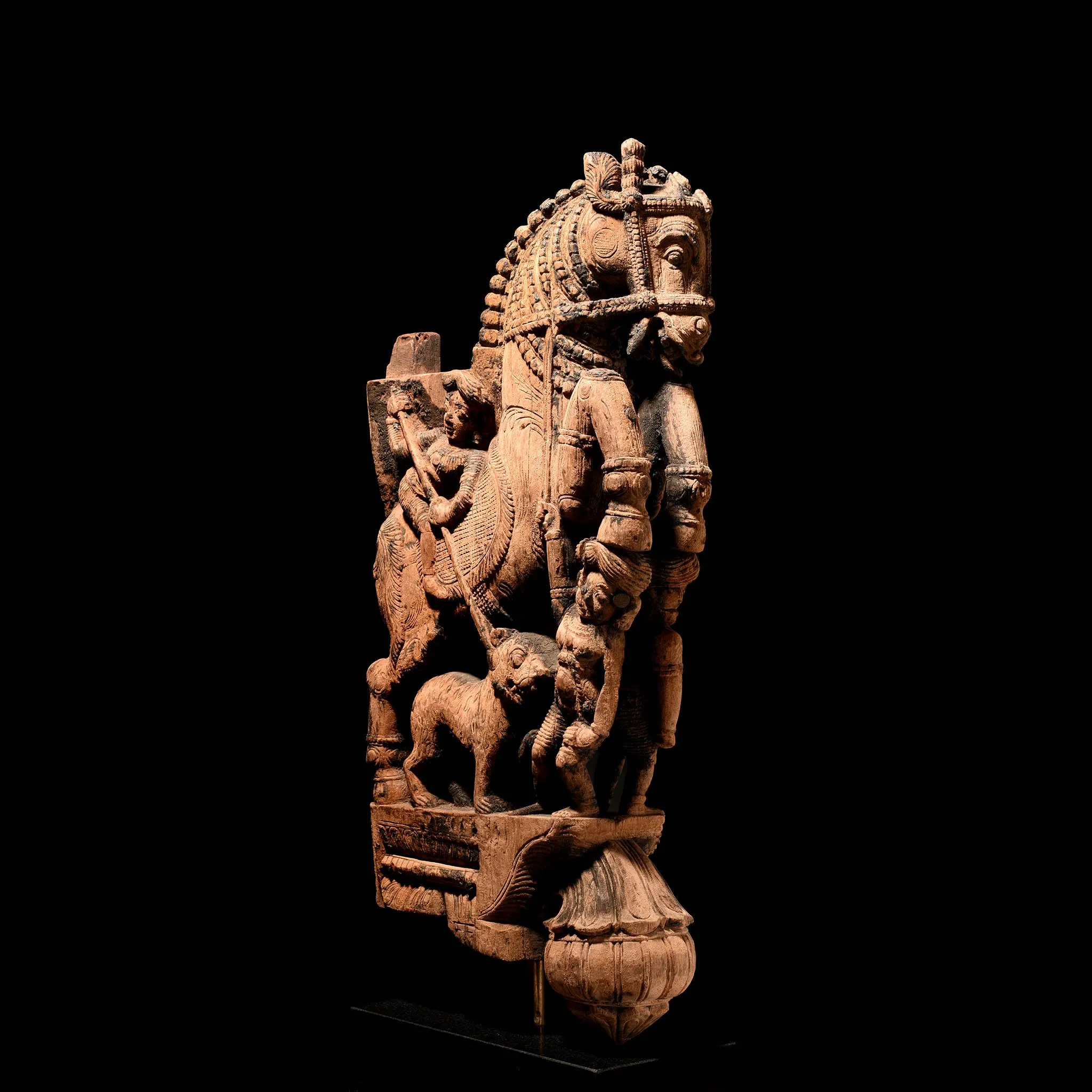 Carved Teak Horse Bracket From South India - 18thC