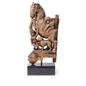 Carved Teak Horse Bracket From South India - 18thC