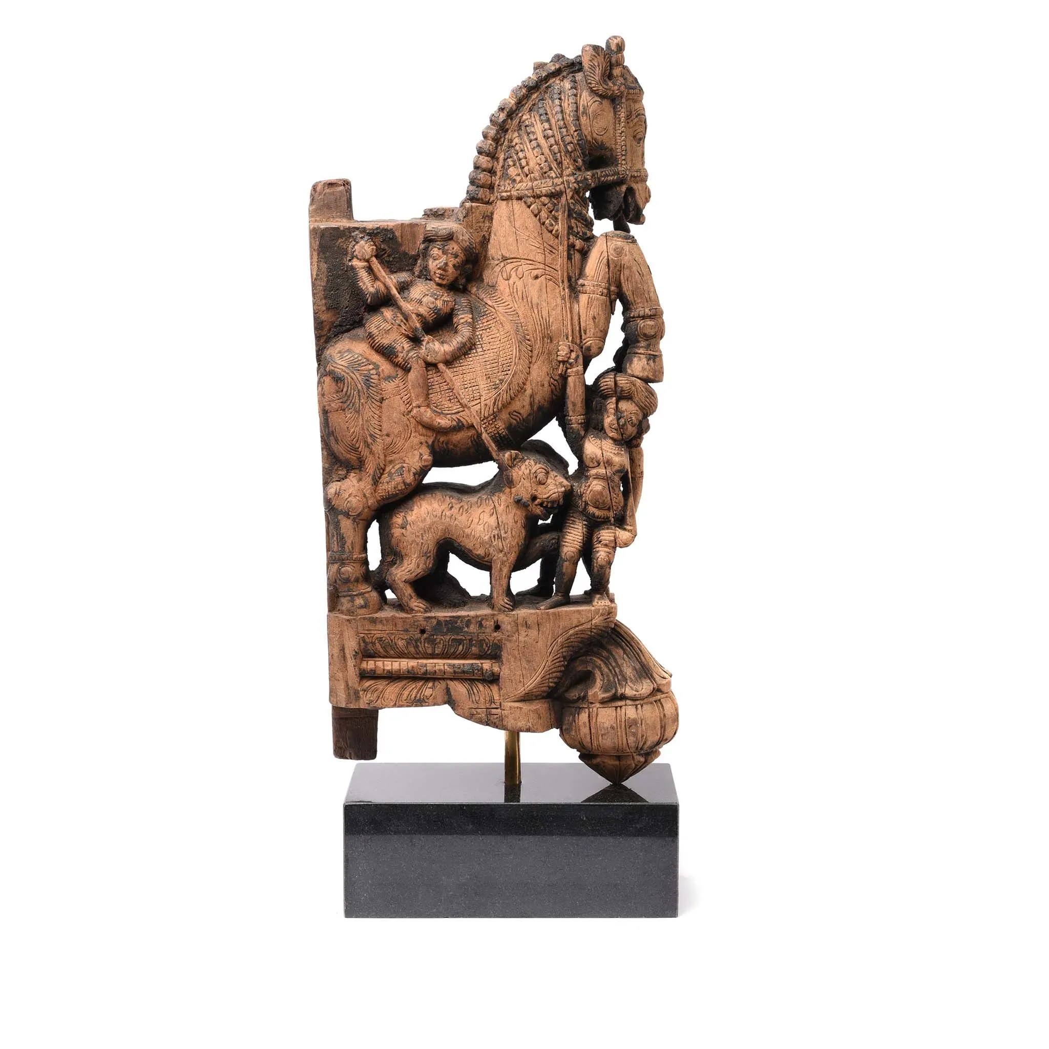 Carved Teak Horse Bracket From South India - 18thC