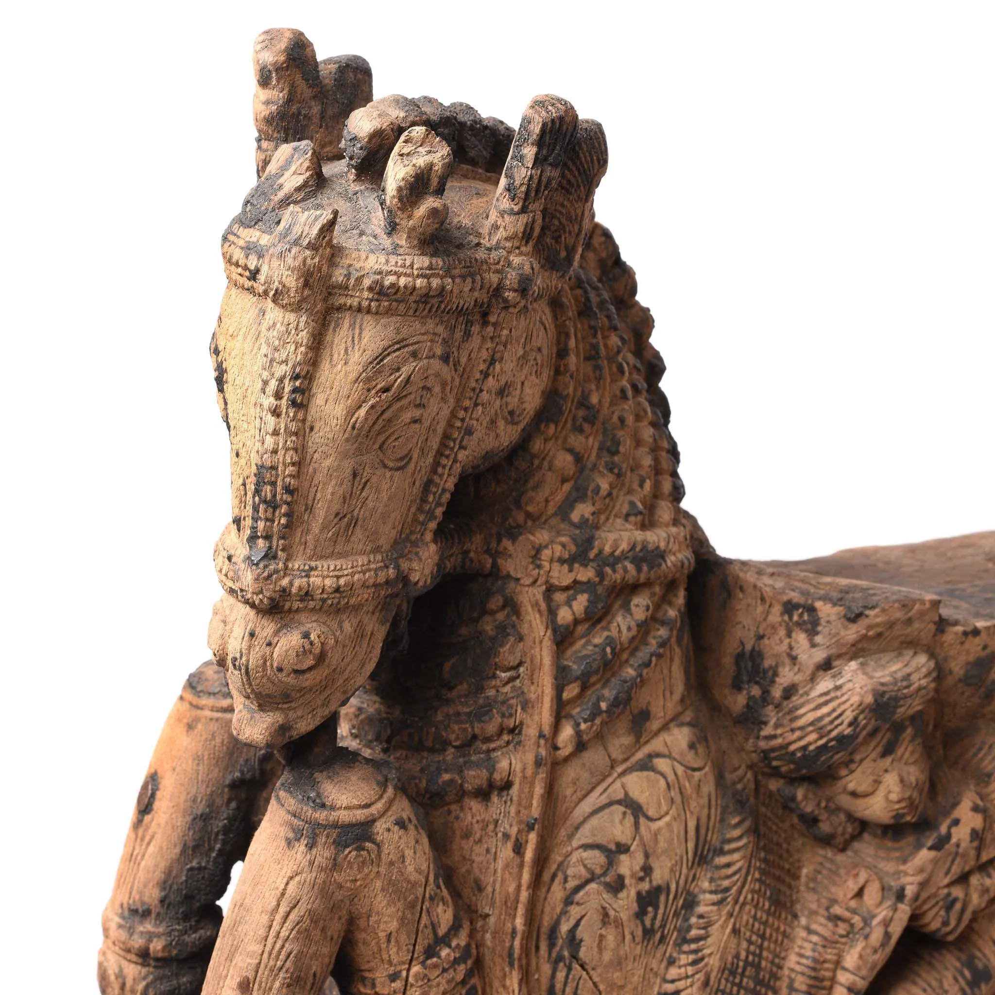 Carved Teak Horse Bracket From South India - 18thC