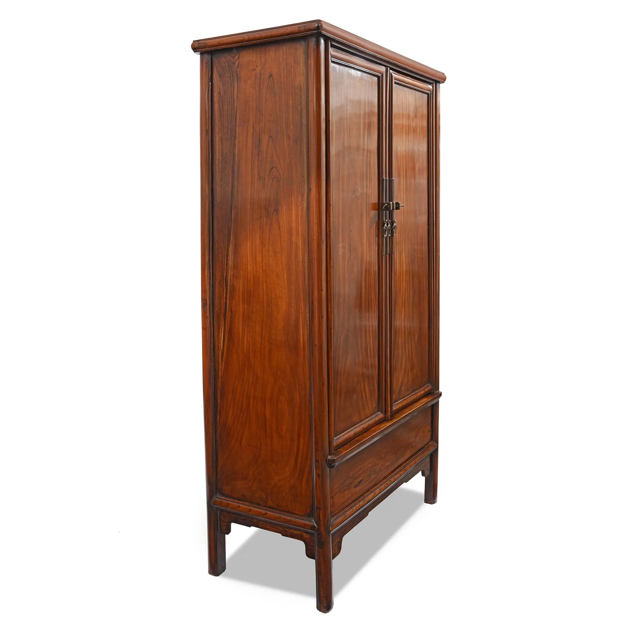 Chinese Red Elm Taper Cabinet From Shandong - 19thC